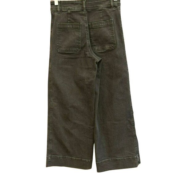 H&M Women's Black Wide-Leg Cropped High Waisted Jeans US Size 2 Classic - Picture 2 of 4